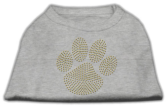 Gold Paw Rhinestud Shirt Grey