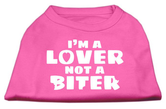 I'm A Lover Not A Biter Screen Printed Dog Shirt Bright Pink