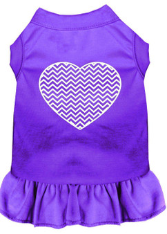 Chevron Heart Screen Print Dress Purple