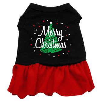 Scribble Merry Christmas Screen Print Dress Black With