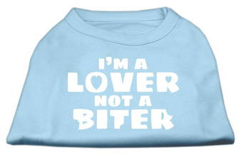 I'm A Lover Not A Biter Screen Printed Dog Shirt Baby Blue