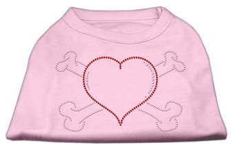 Heart And Crossbones Rhinestone Shirts Light Pink