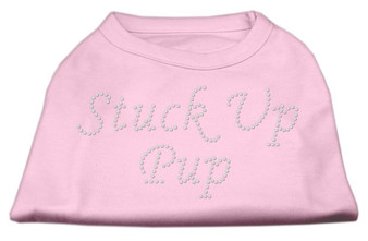 Stuck Up Pup Rhinestone Shirts Light Pink