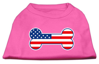 Bone Shaped American Flag Screen Print Shirts Bright Pink