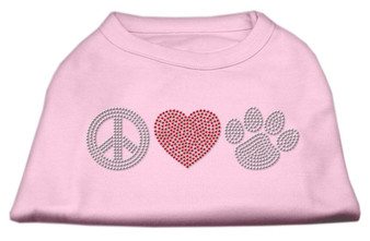 Peace Love And Paw Rhinestone Shirt Light Pink