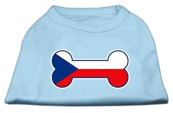 Bone Shaped Czech Republic Flag Screen Print Shirts Baby Blue