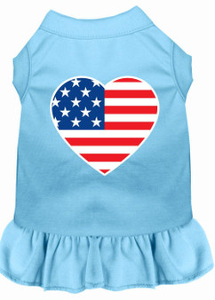 American Flag Heart Screen Print Dress Baby Blue