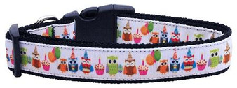 Party Owls Nylon Dog Collar