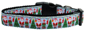 Aqua Santa Nylon Dog Collar Medium Narrow