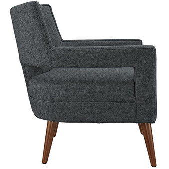 Modway Sheer Upholstered Fabric Mid-Century Modern Accent Lounge Arm Chair in Gray