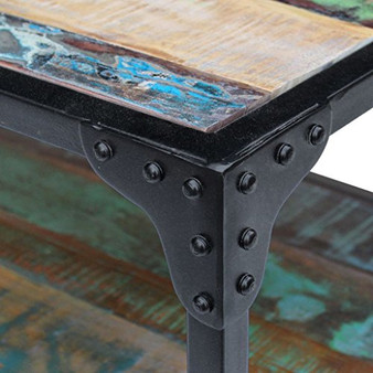 vidaXL Solid Reclaimed Wood Coffee Couch Side Tea Table Multicolor Steel Frame