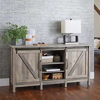 Better Homes and Gardens Modern Farmhouse TV Stand Rustic Gray Finish