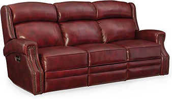 Hooker Furniture Carlisle Leather Power Motion Sofa in Red