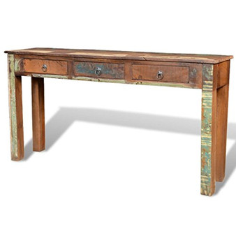 vidaXL Reclaimed Wood Side Table/Console Table with 3 Drawers Rustic Entryway Hall