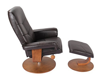 Nalani Soft Touch Synthetic Leather Swivel Recliner Chair and Ottoman Lounger (Java)