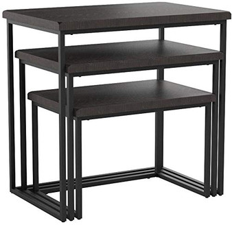 Martin Svensson Home Rustic Collection Solid Wood & Metal 3 Piece Nesting Table, Espresso