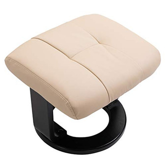 HOMCOM PU Leather Massage Swivel Recliner Chair and Ottoman with Bentwood Base - Cream White