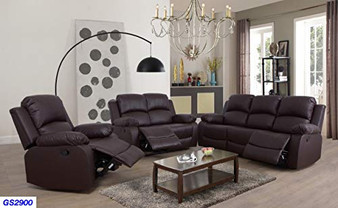 Lifestyle Furniture 3-Pieces Reclining Living Room Sofa Set,Bonded Leather,Brown