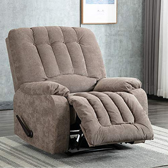 Manual Recliner Chair - Overstuffed Recliner Reclining Chair Pull Recliner Sofa, Contemporary Extra Cozy Lounge Living Room Sofa Chair (Milk White)