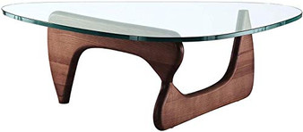 eMod - Noguchi Coffee Table Triangle Glass Top Premium Wood Base (Light Walnut)