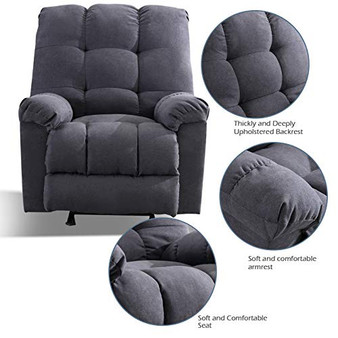 IOMOR Rocker Recliner Chair Adjustable Overstuffed Fabric Manual Reclining Chair Soft Contemporary Sofa for Living Room (Navy)