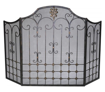 Bronze with Gold Accents 32.25in. Bronze Fire Screen - Style: 7313992