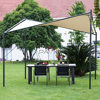 Patio Paradise 10' x 12' Straight Edge Sun Shade Sail, Beige Rectangle Outdoor Shade Cloth Pergola Cover UV Block Fabric - Custom 3 Year Warrenty