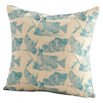 Turquoise / White Angler 18 x 18 Square Pillow - Style: 7317634