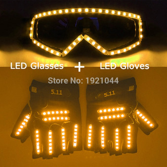 New High Quality LED Laser Gloves + LED Light Up LED Glasses Bar Show Glowing Costumes Prop Party DJ Dancing Lighted Suit