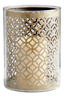 Gold Versailles 9.75 Inch Tall Iron and Glass Candle Holder - Style: 7795648