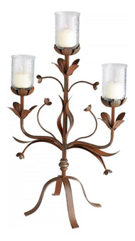 Rust Azalea 35.5 Inch Tall Iron and Glass Candle Holder - Style: 7645572