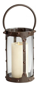 Rustic Borin 13.5 Inch Tall Iron and Glass Candle Holder - Style: 7645534