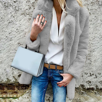 2020 Women Faux Fur Coats Winter Solid Fashion