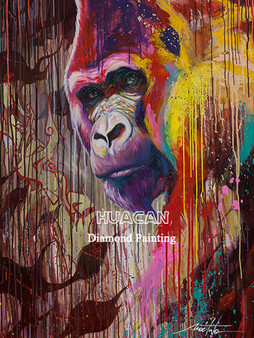 Huacan 5d Diamond Painting Full Drill Monkey Home Decor Diamond Embroidery Animal Handicraft Diamond Art