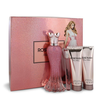 Paris Hilton Rose Rush by Paris Hilton Gift Set -- 3.4 oz Eau De Parfum Spray + .34 oz Mini EDP Spray + 3 oz Body Lotion + 3 oz Shower Gel (Women)