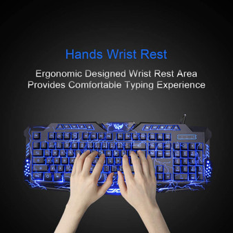 BlueFinger Backlit Gaming Keyboard and Mouse and LED Headset Combo,USB Wired -USA Stock