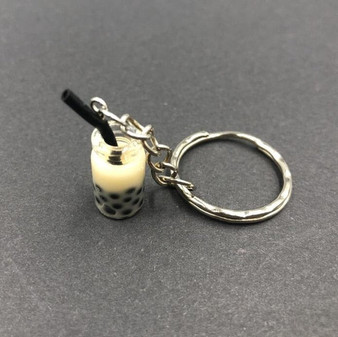 New Women/Men's Fashion Handmade Pearl milk tea coffee cup Key Chains Key Rings Alloy Charms Gifts  Wholesale
