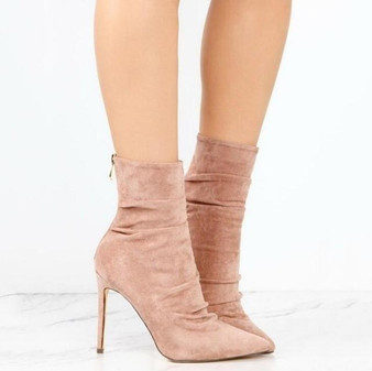 Women Shoes - 2019 High Quality Pointed Toe High Heel Sock ankle Boots