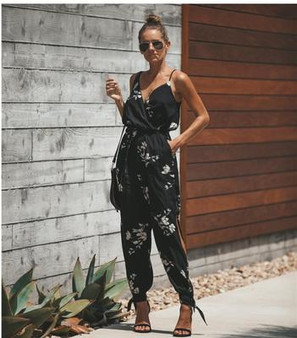 Lace-up side open fashion long jumpsuit