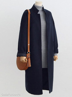 Band Collar Plain Coat