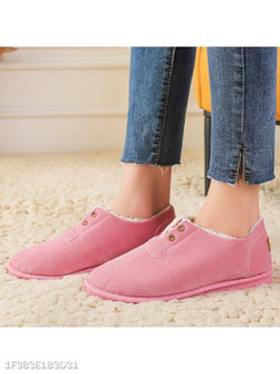 Plain Flat Velvet Round Toe Casual Flat & Loafers