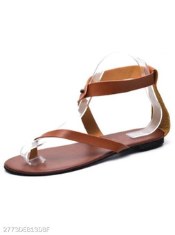 Plain Flat Ankle Strap Peep Toe Casual Gladiator Sandals