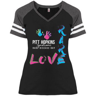 PTHS "Love Rare" Ladies V-neck Striped Tee