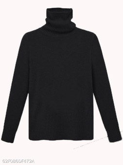 Turtleneck Plain Long Sleeve Sweaters Pullover