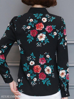 Turn Down Collar Floral Blouses