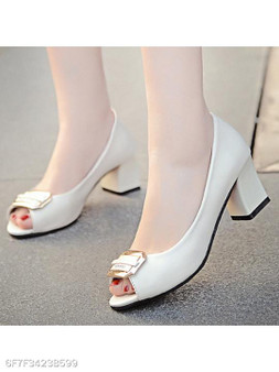 Plain Chunky High Heeled Peep Toe Date Office Peep-Toe Heels