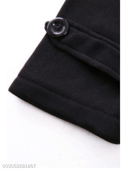 Hooded Patch Pocket Plain Woolen Coat