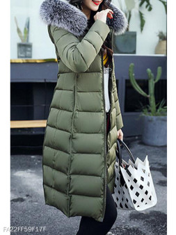 Hooded Fur Collar Two Way Abstract Print Coat