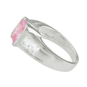 Sterling Silver Silver Pink Cubic Zirconia Ring Size 9