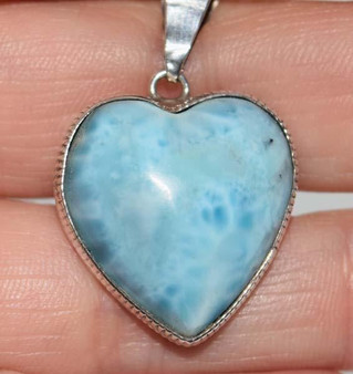 Sterling Silver Larimar Heart Pendant Necklace 18"